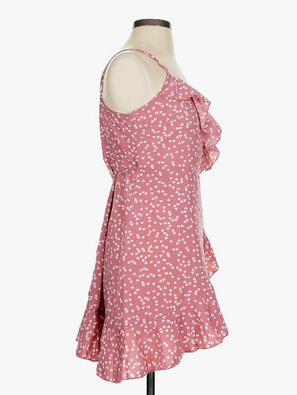 Pink Ruffle Heart Print Wrap Dress - Picture 3 of 3